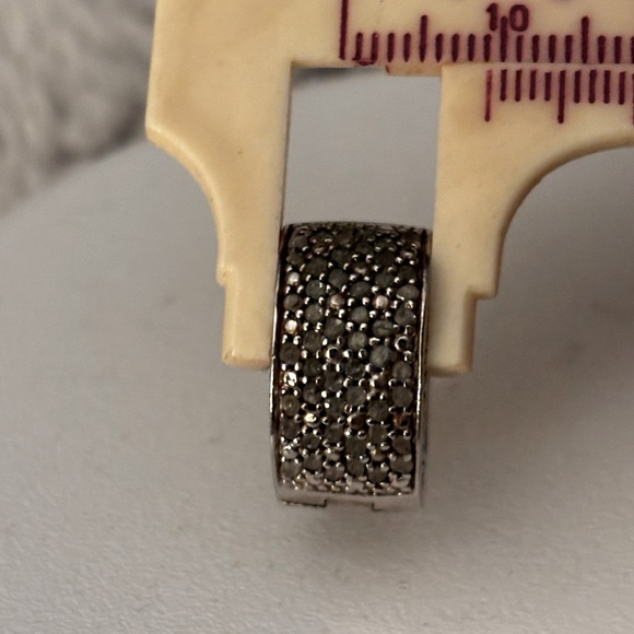 925 Silver earring huggers real diamonds - Picture 6 of 7